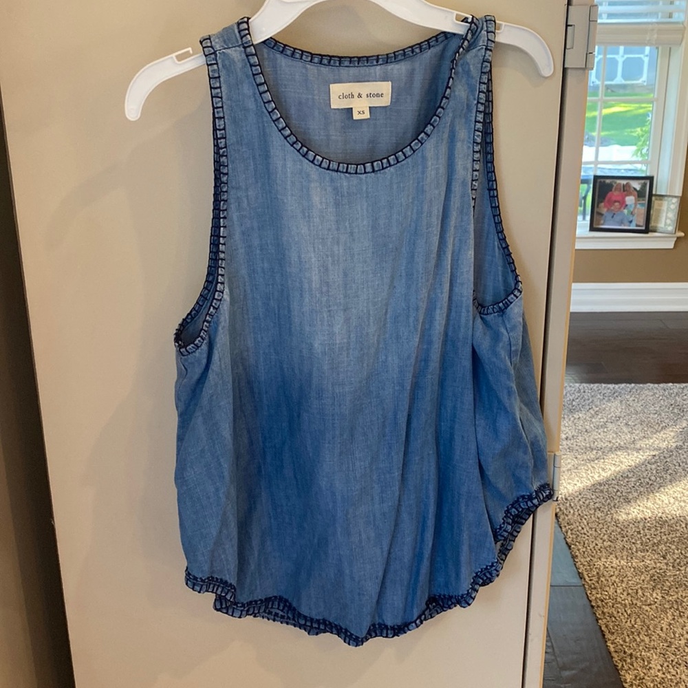 Women’s cloth and stone denim- washed tank top